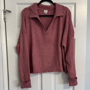 Dusty Rose V Neck Sweater